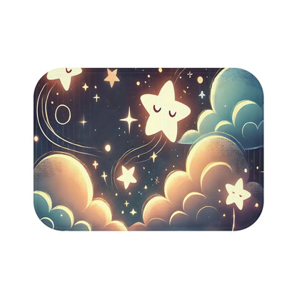 Whimsical Starry Clouds Bath Mat