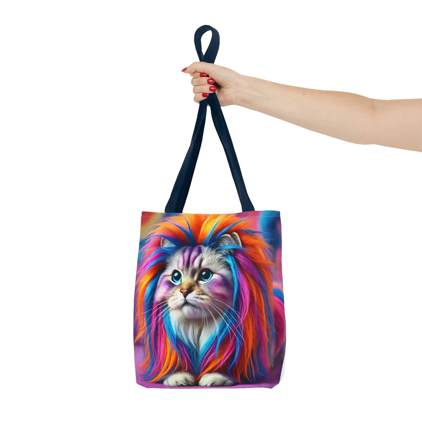 Colorful Rainbow Lion Cat Tote Bag