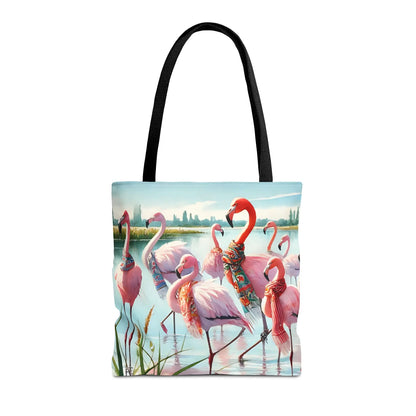 Fancy Scarf Flamingos Tote Bag