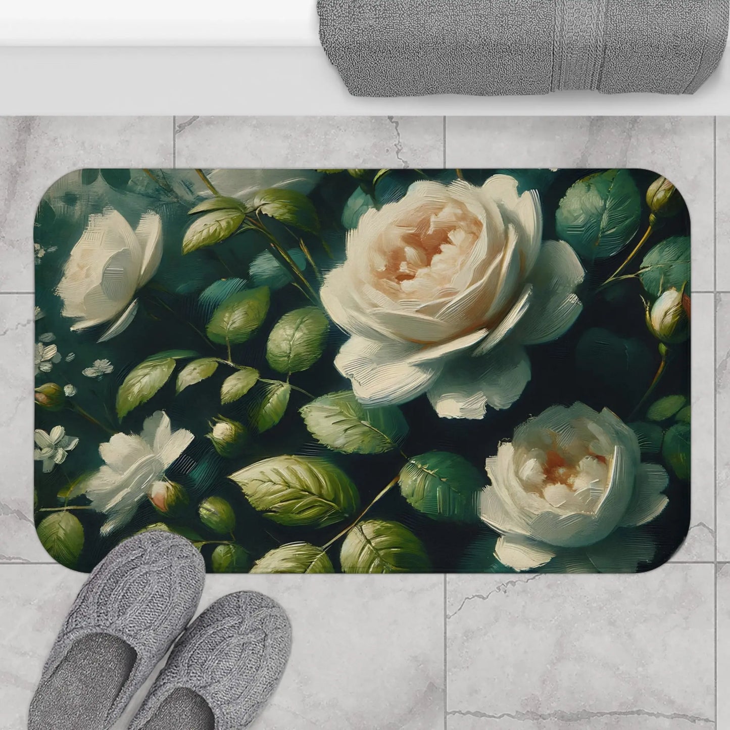 Elegant Floral Bath Mat