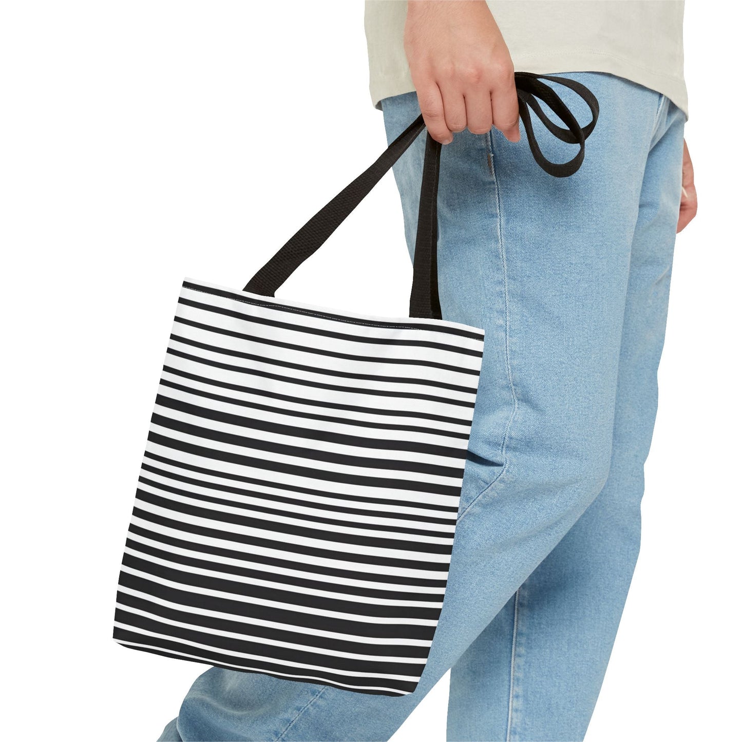 Black and White Stripe Beach Shopping Bag