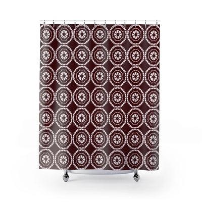 Japanese Shibori Shower Curtain - Burgundy + White