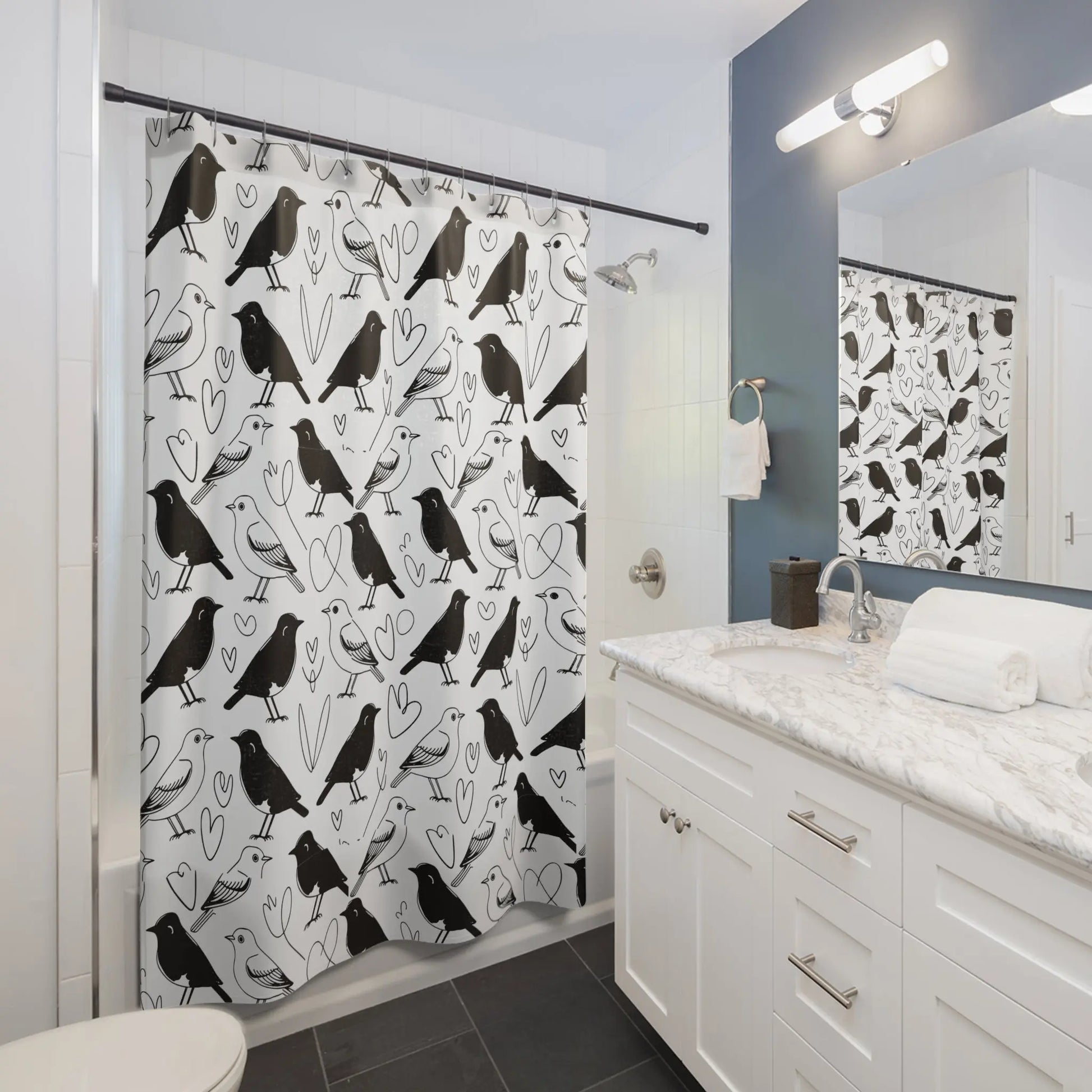 Charming Bird Patterns Shower Curtain
