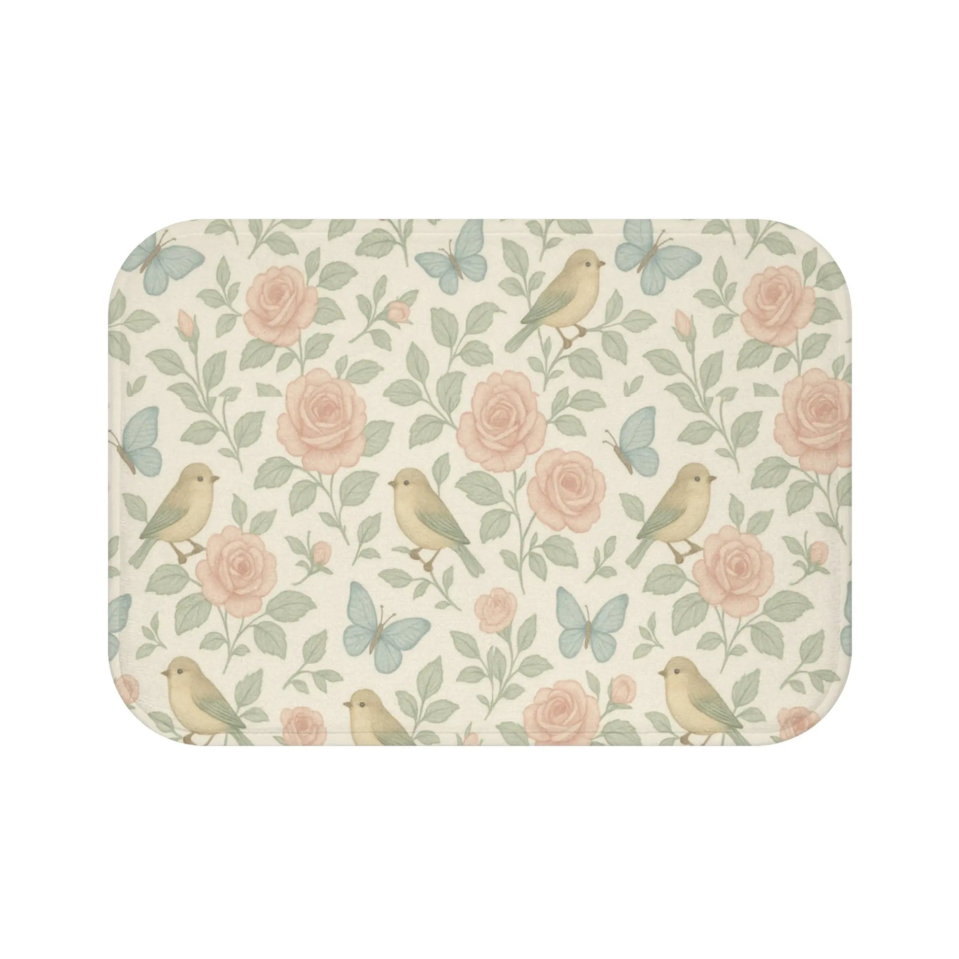 Botanical Birds and Roses Bath Mat