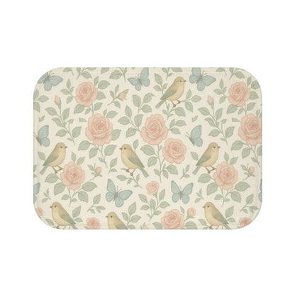 Botanical Birds and Roses Bath Mat