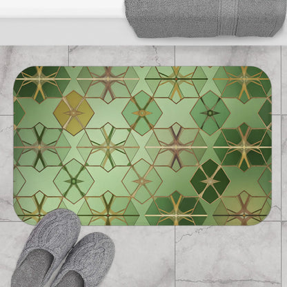 Geometric Star Tiles Bath Mat