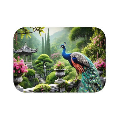 Elegant Peacock Garden Bath Mat