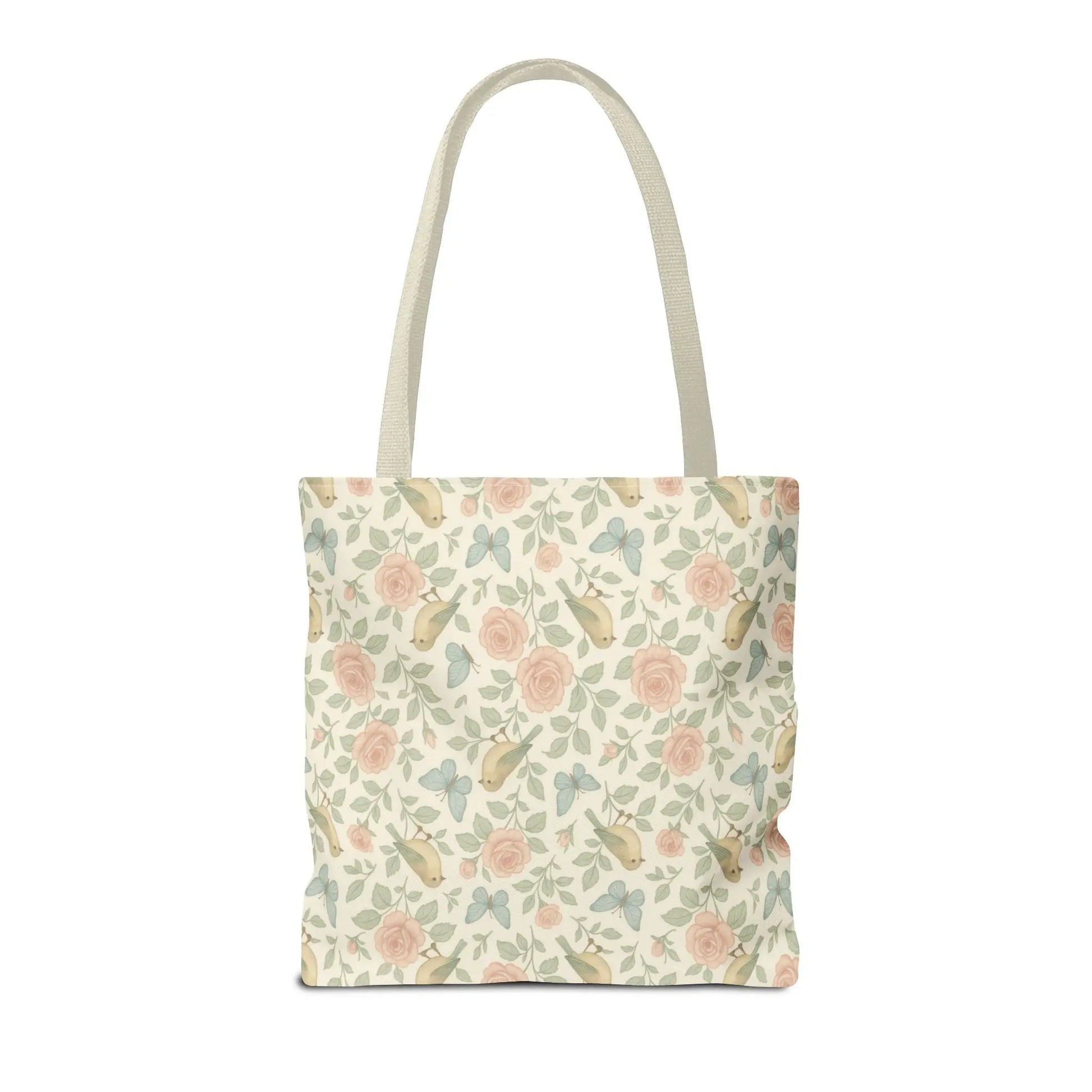 Vintage Rose and Bird Pattern Tote Bag