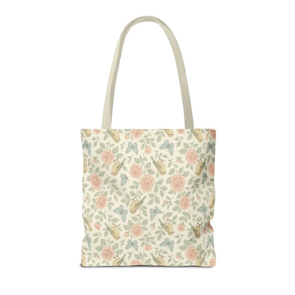 Vintage Rose and Bird Pattern Tote Bag