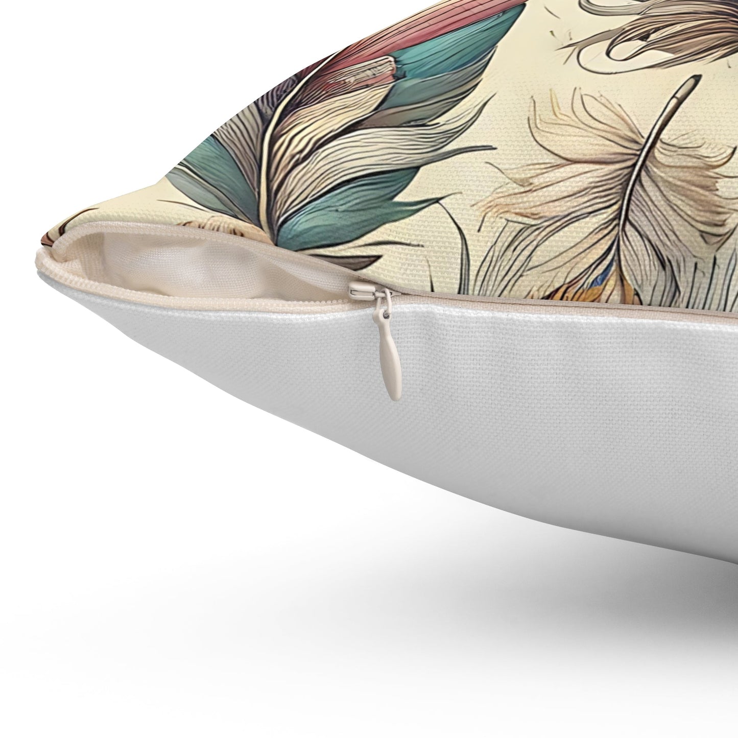 Boho Feather Throw Pillow