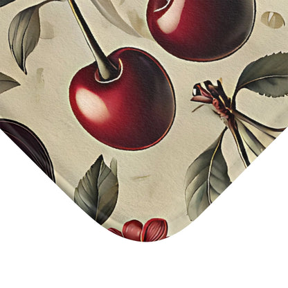 Vintage Dark Cherry Blossom Bath Mat