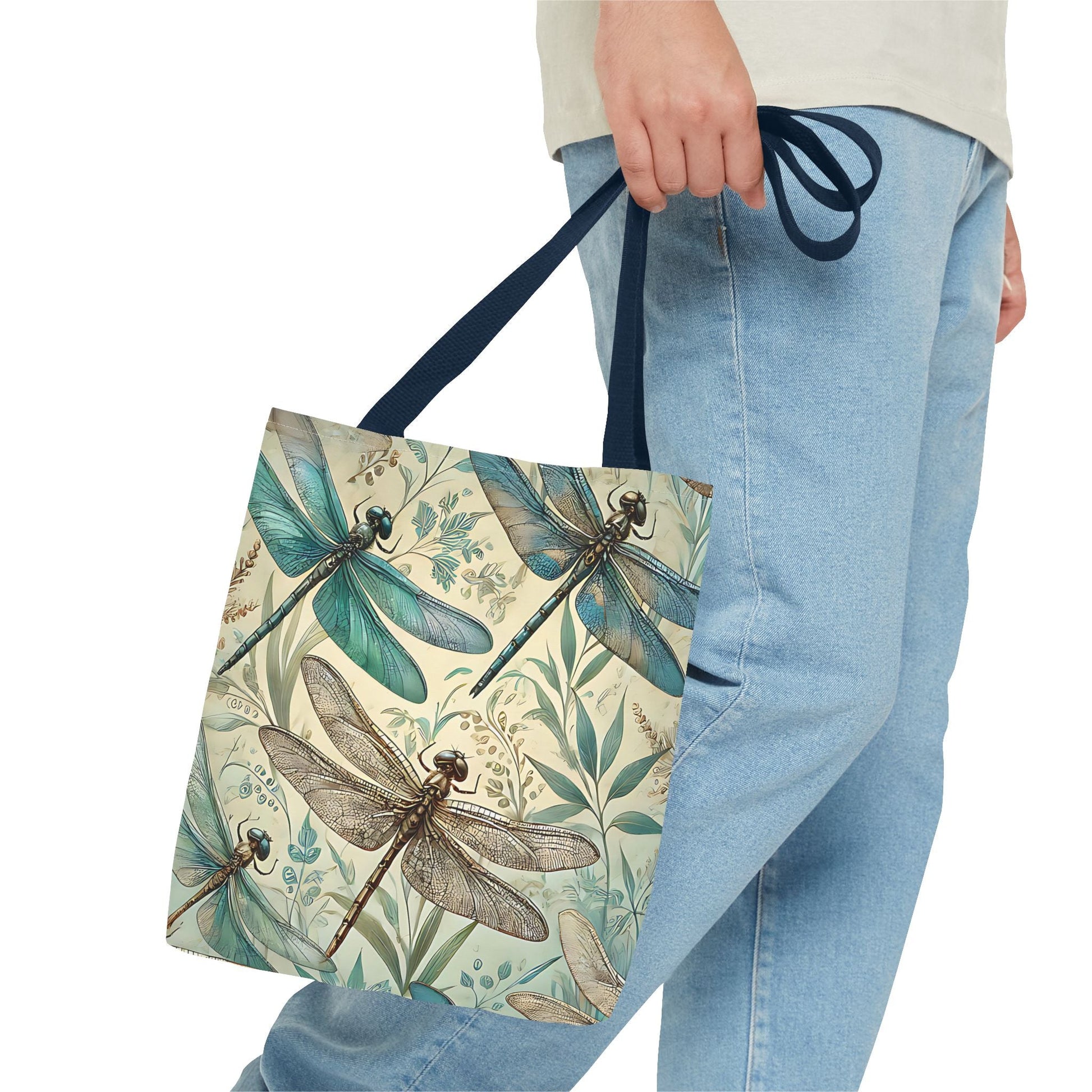 Vintage Teal Dragonfly Tote Bag