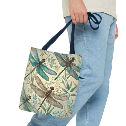 Vintage Teal Dragonfly Tote Bag