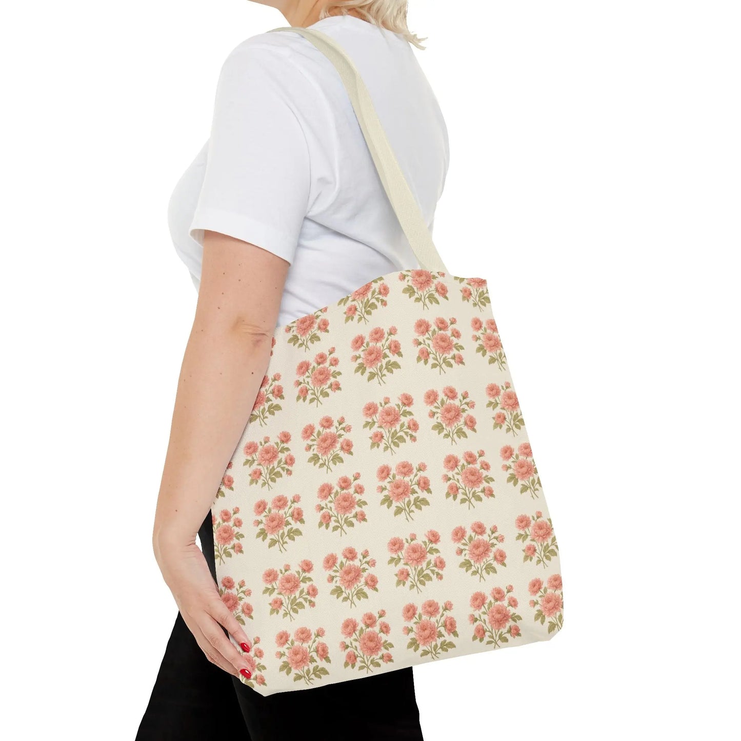 Vintage Rose Repeat Pattern Tote Bag