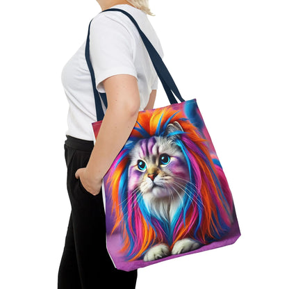 Colorful Rainbow Lion Cat Tote Bag