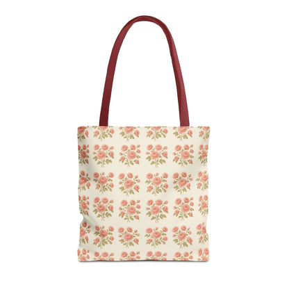 Vintage Rose Repeat Pattern Tote Bag