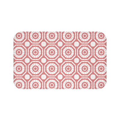 Japanese Shibori Bath Mat - Dusty Rose + White