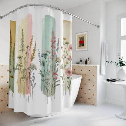 Botanical Brush Stroke Design Shower Curtain
