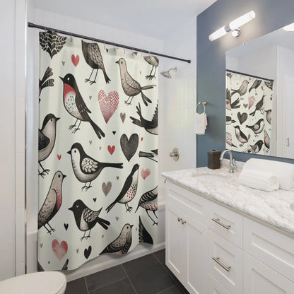 Charming Bird & Heart Shower Curtain