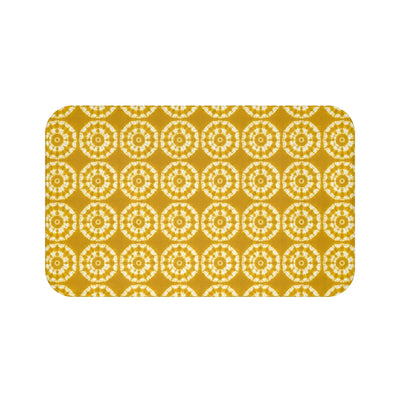 Japanese Shibori Bath Mat - Mustard + White