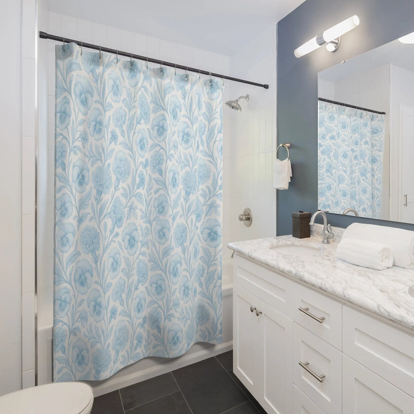Floral Blue Shower Curtain