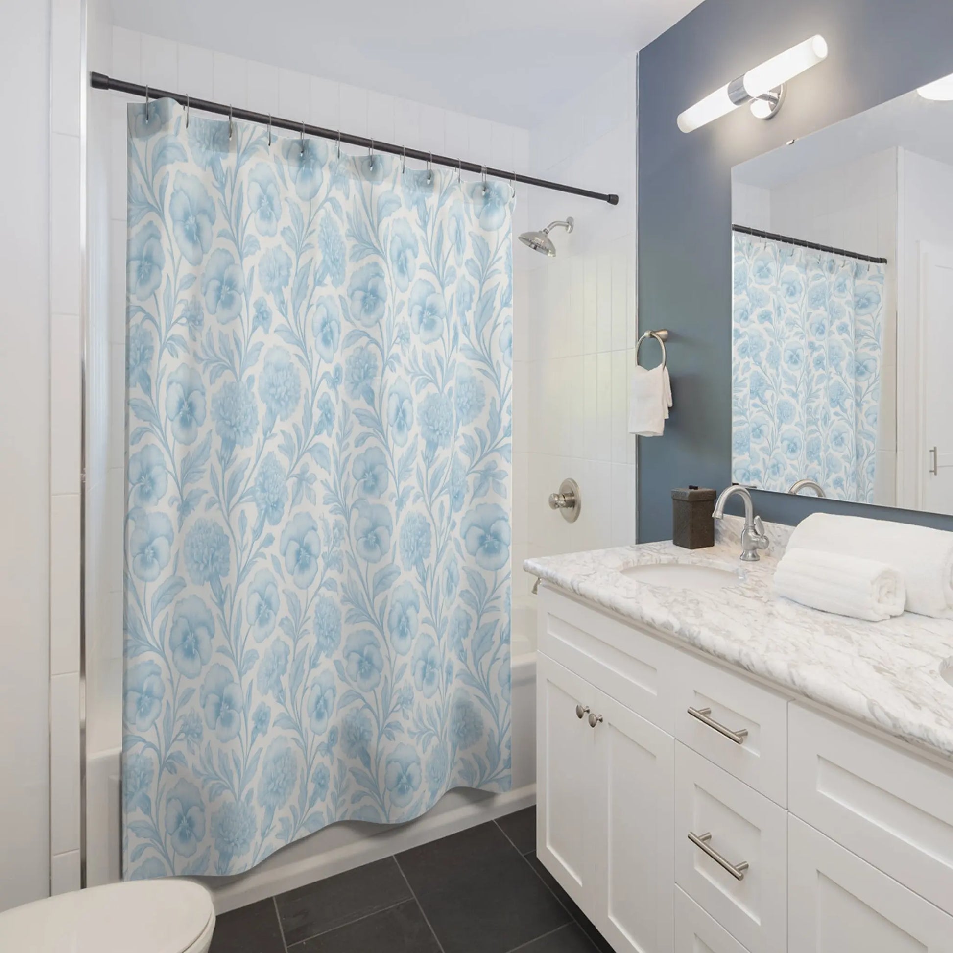 Floral Blue Shower Curtain