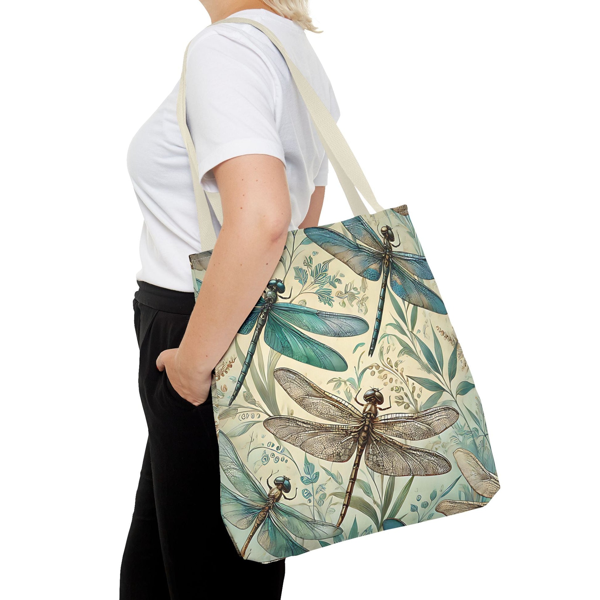 Vintage Teal Dragonfly Tote Bag