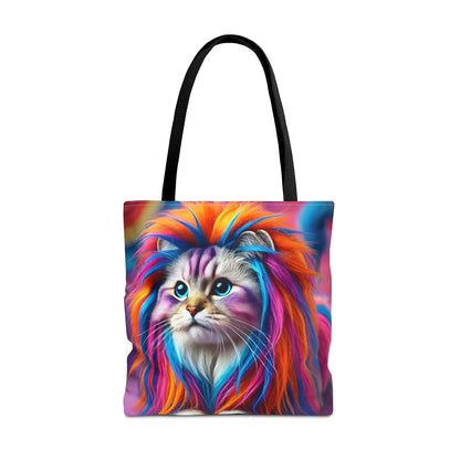 Colorful Rainbow Lion Cat Tote Bag