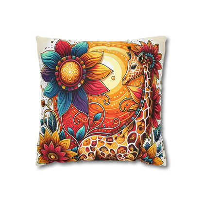 Vibrant Giraffe Floral Pillowcase