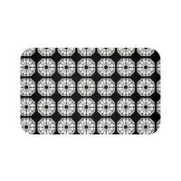 Japanese Shibori Bath Mat - Black + White Tie-Dye Pattern, Boho Bathroom Rug, Non-Slip, Spa Bathroom Decor