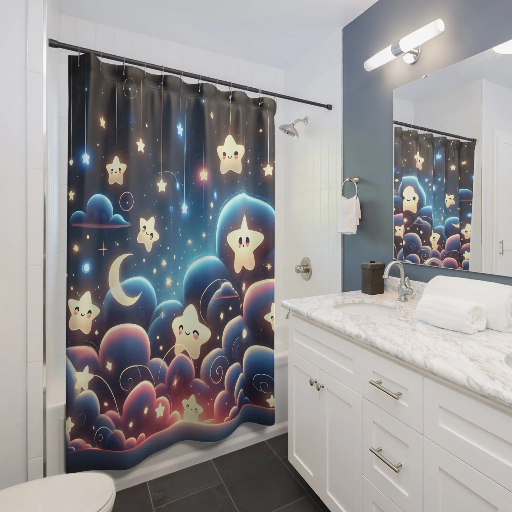 Starry Night Kids Shower Curtain