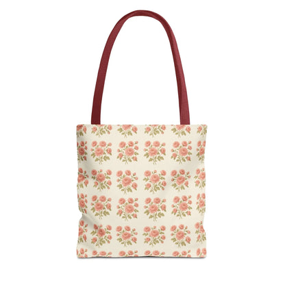 Vintage Rose Repeat Pattern Tote Bag
