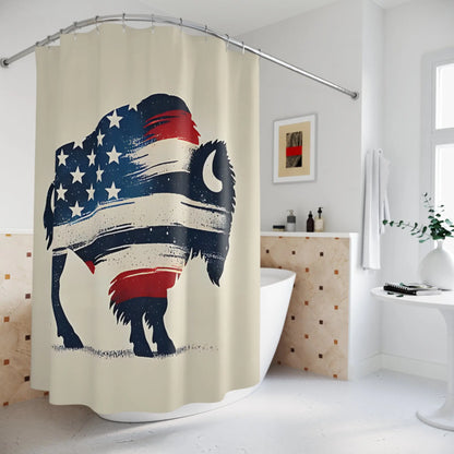 Patriotic Flag Buffalo Shower Curtain