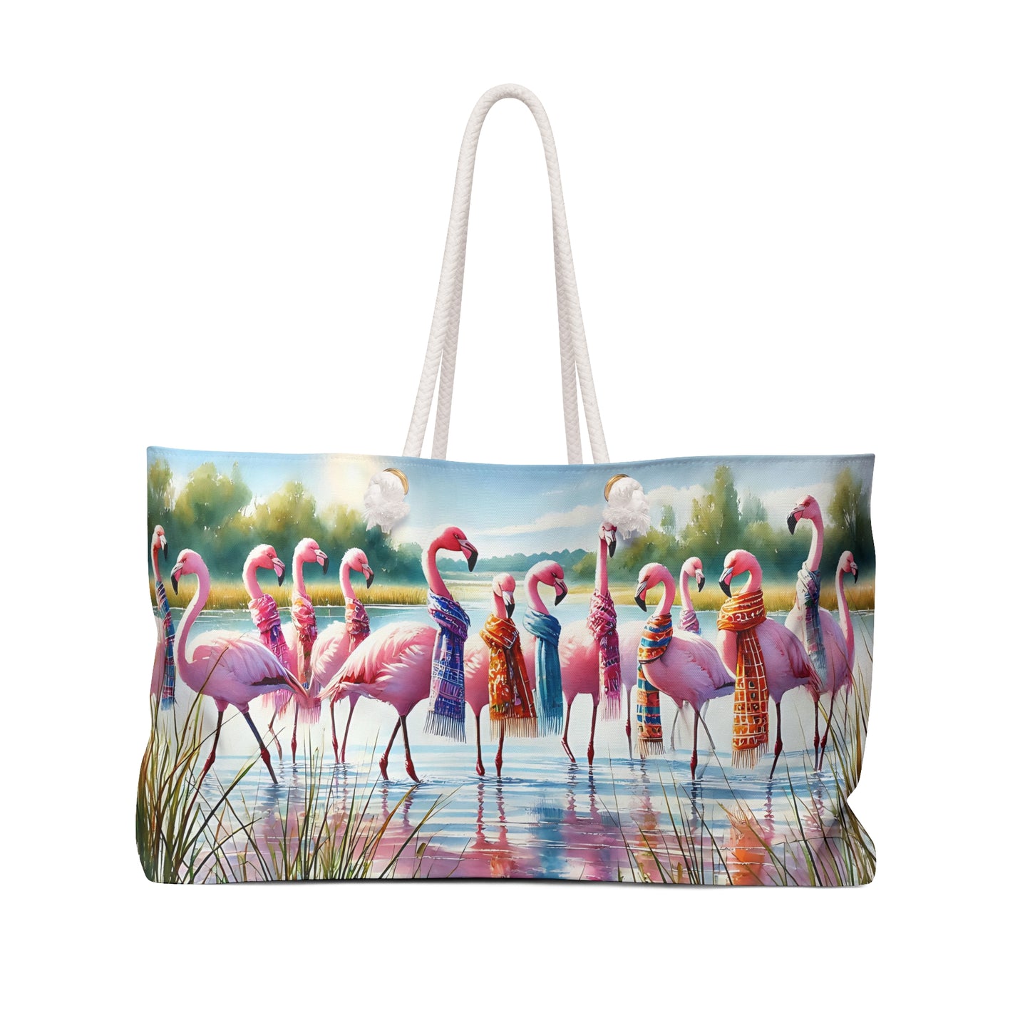 Colorful Flamingo Weekender Bag