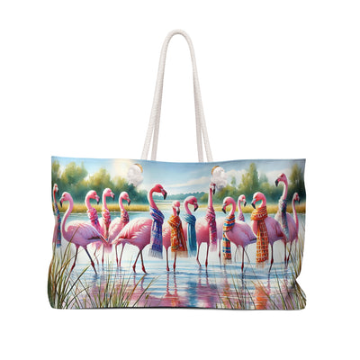 Colorful Flamingo Weekender Bag