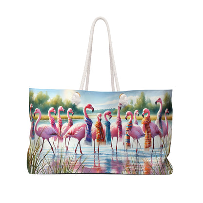 Colorful Flamingo Weekender Bag