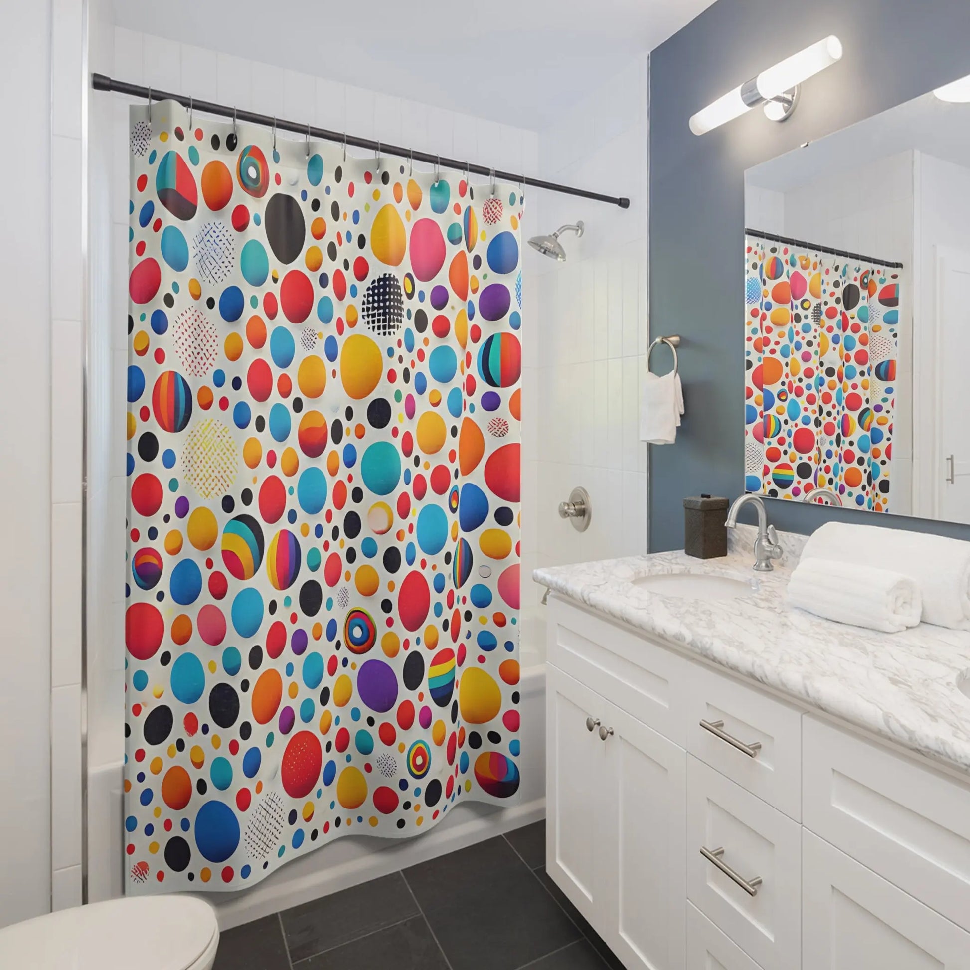 Colorful Polka Dot Shower Curtain