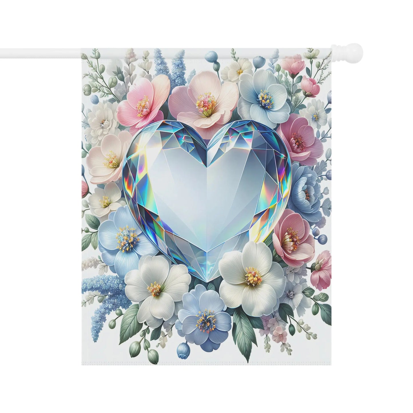 Heart-Shaped Garden Flag with Floral Design
