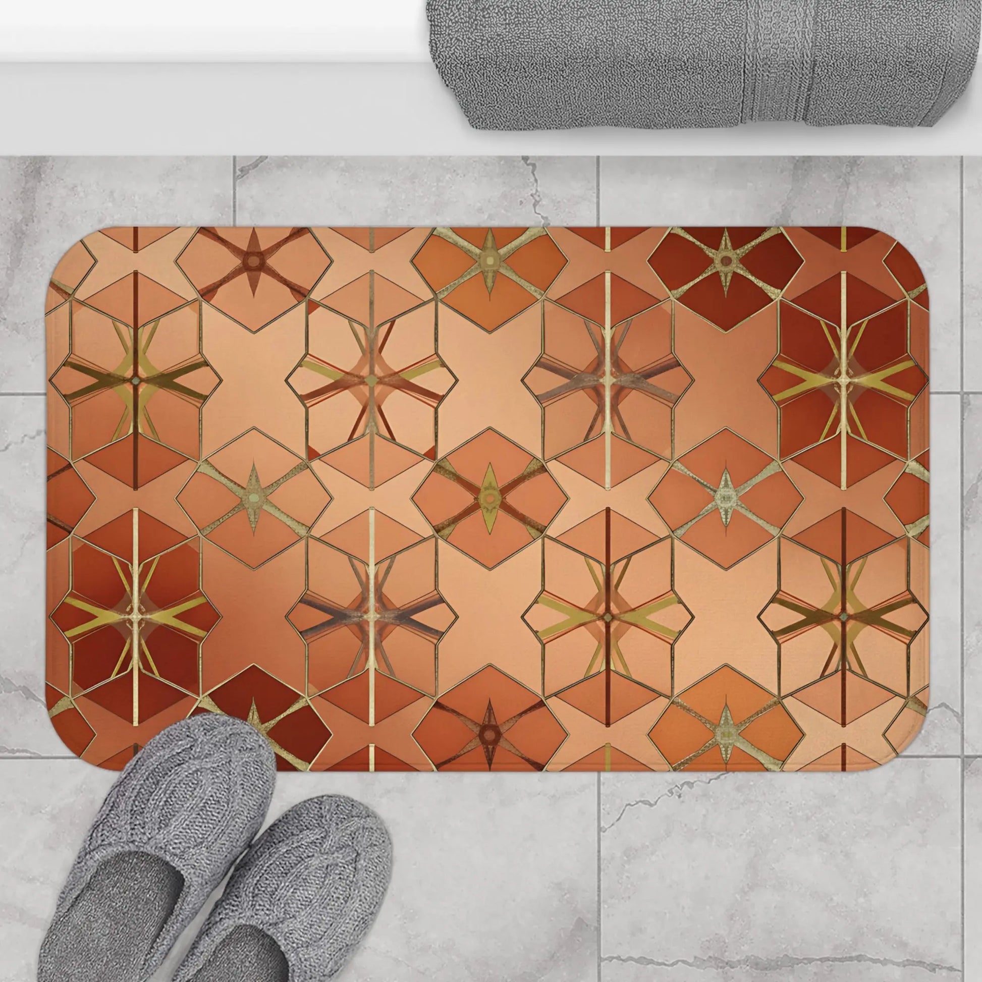 Geometric Star Tile Bath Mat