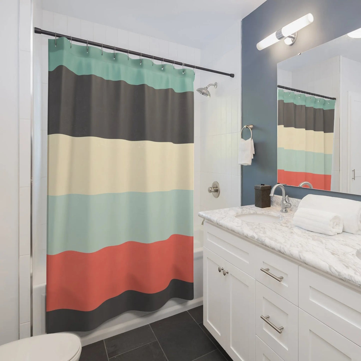 Retro Striped Shower Curtain