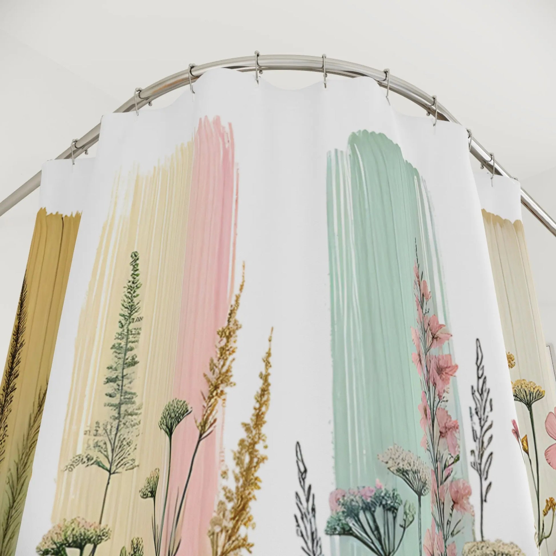 Botanical Brush Stroke Design Shower Curtain
