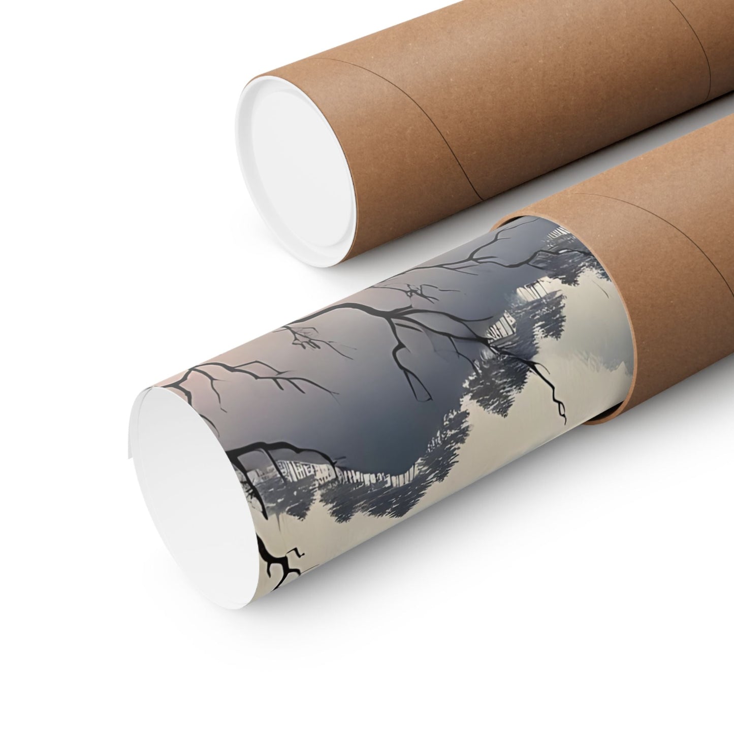 Cherry Blossom Mountain Art Poster