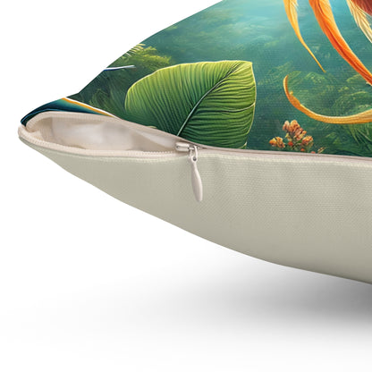 Bali Bird of Paradise Exotic Bird Throw Pillow - 18 x 18 & 20 x 20 Tropical Jungle Decor Cushion