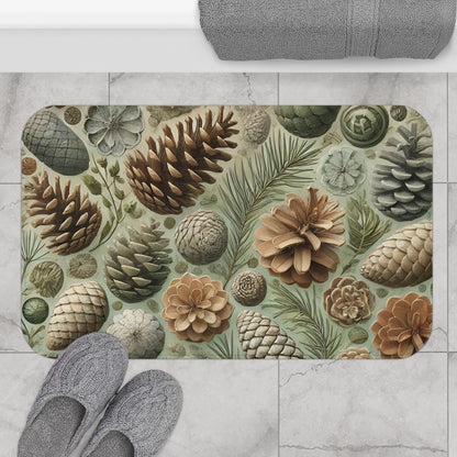 Nature-Inspired Bath Mat with Pinecones