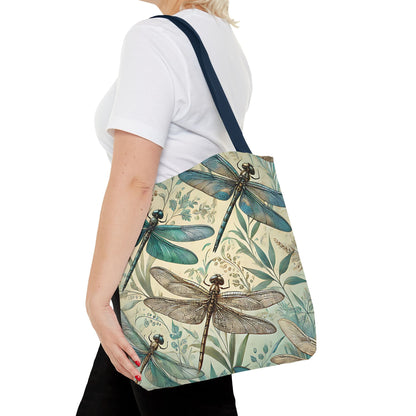 Vintage Teal Dragonfly Tote Bag