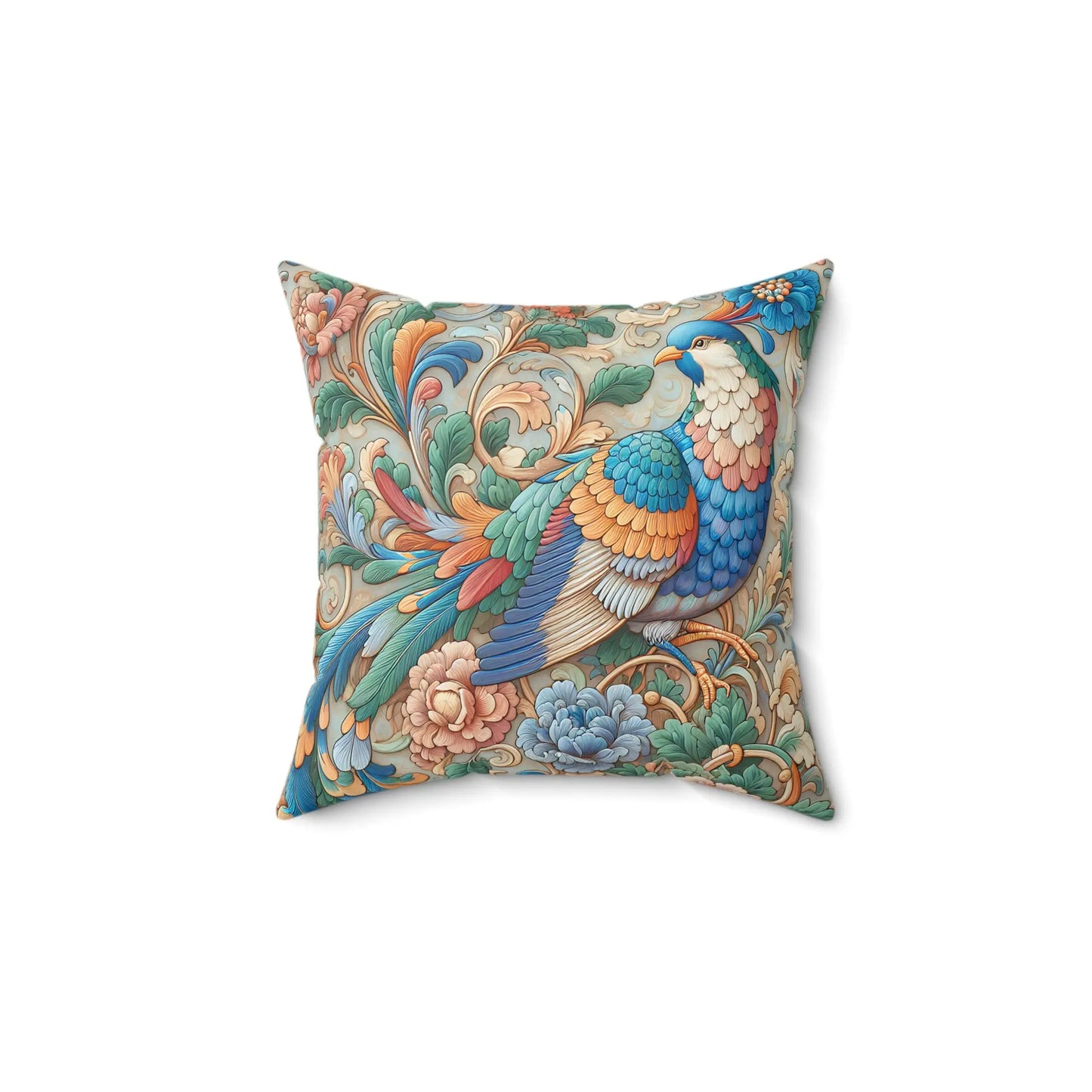 Vintage Floral Peacock Pillow Cover