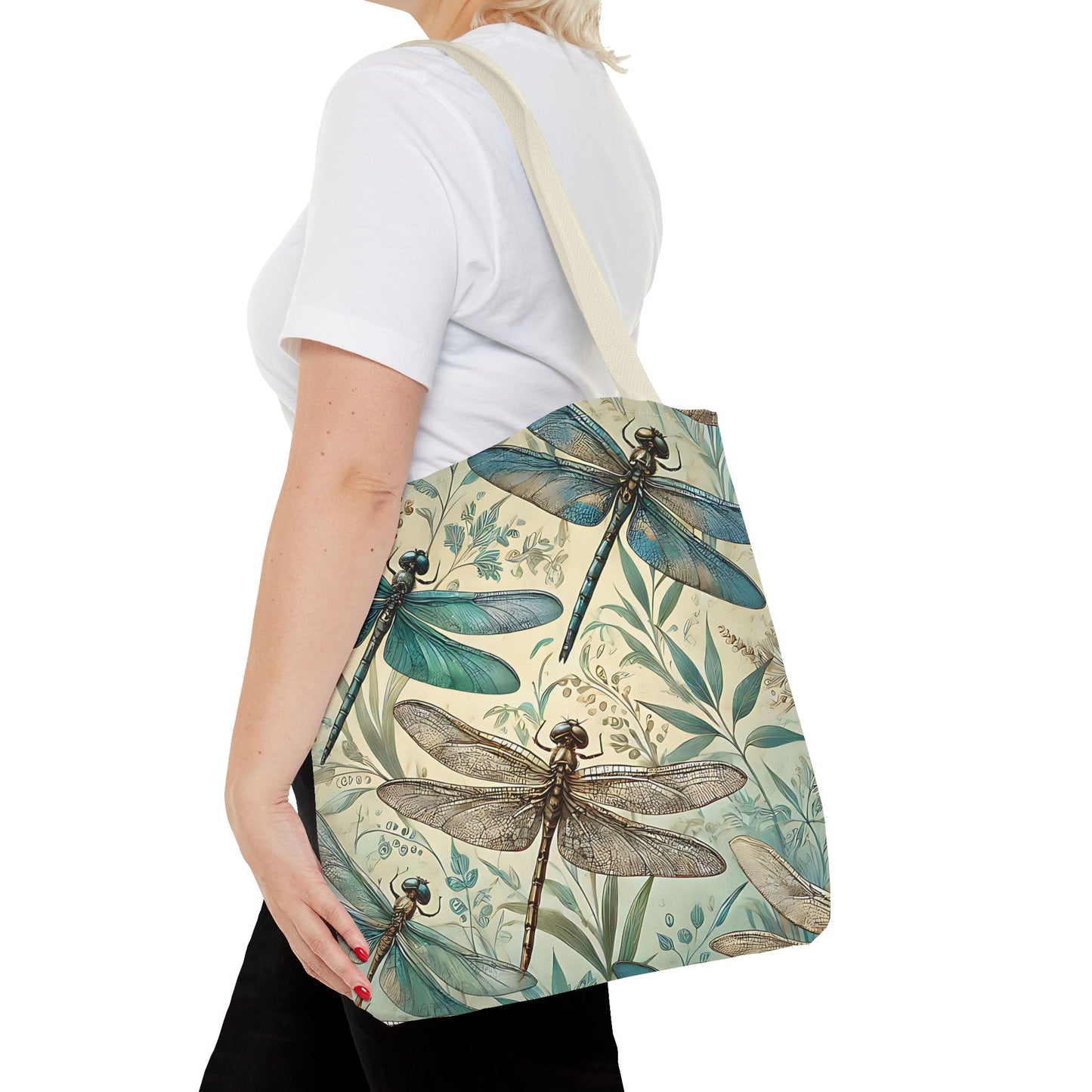 Vintage Teal Dragonfly Tote Bag