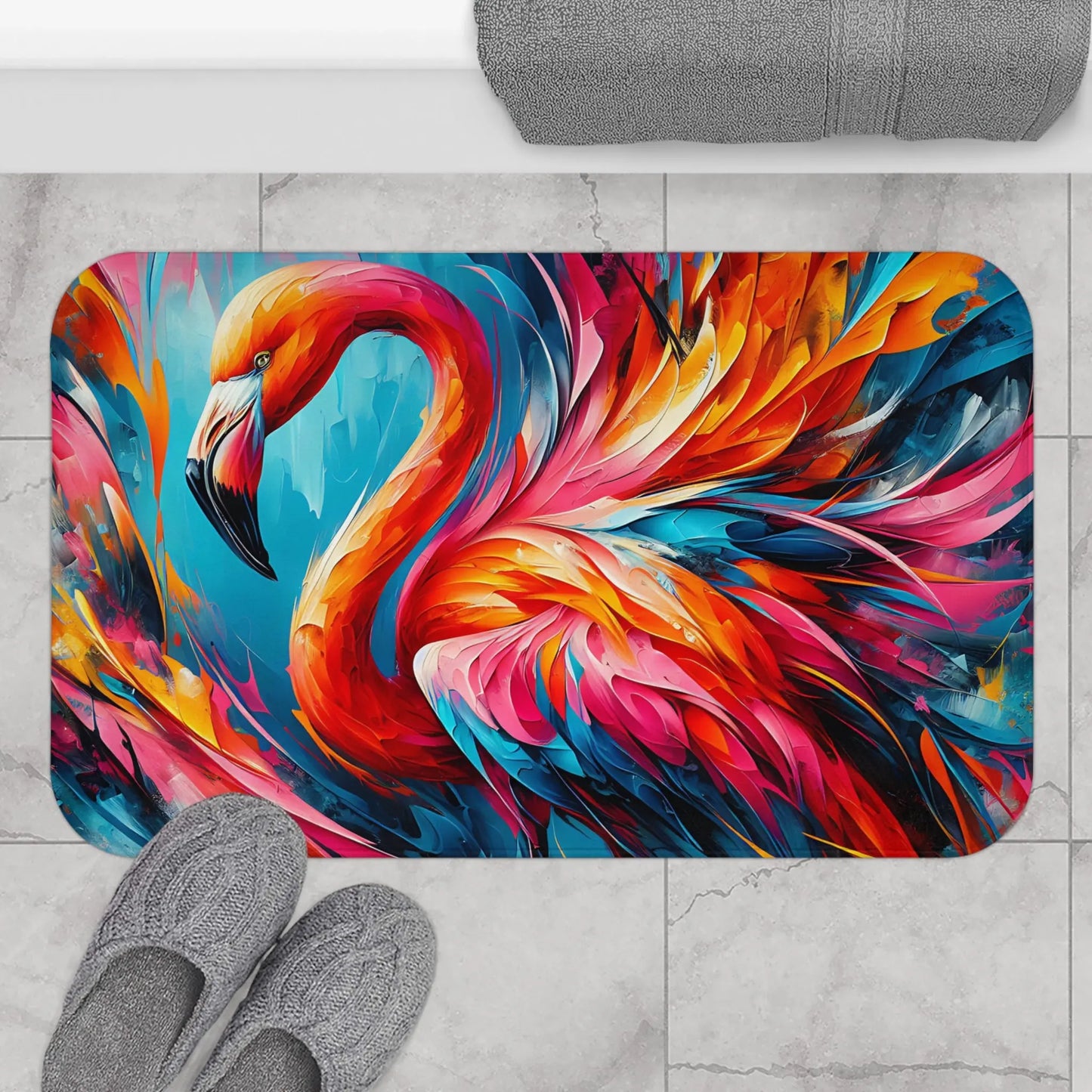 Tropical Flamingo Bath Mat