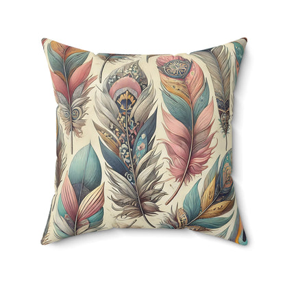Boho Feather Throw Pillow
