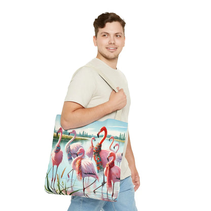 Fancy Scarf Flamingos Tote Bag